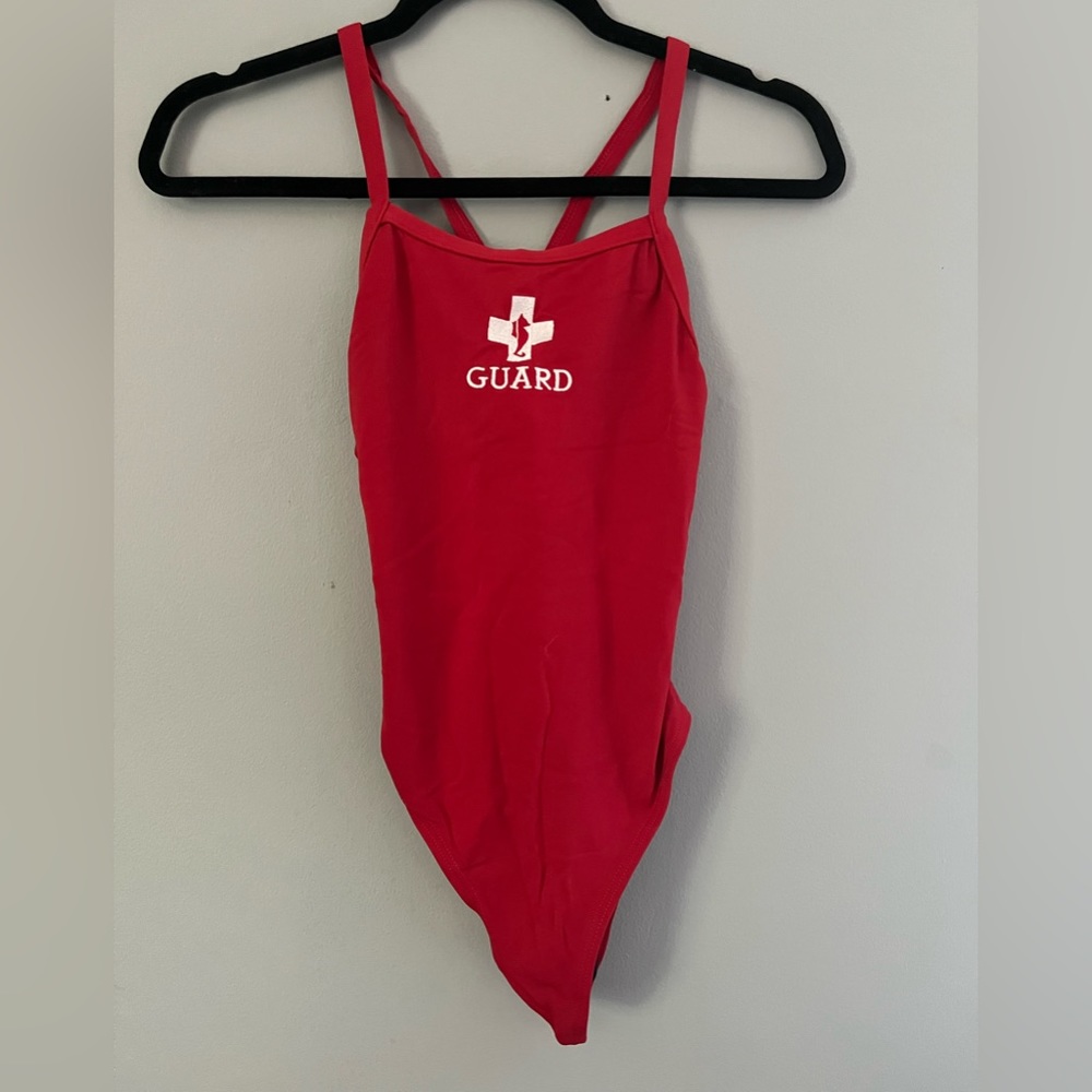 Kiefer, red lifeguard swimsuit, size 30